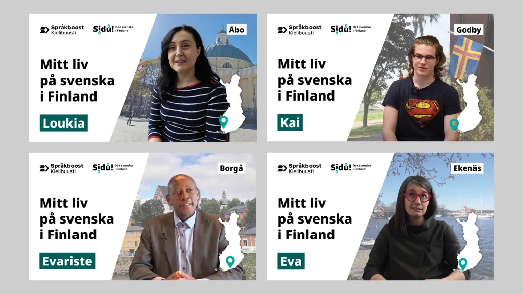 Videosarjan aloituskuvat, joissa esiintyjät eri paikkakunnilta.